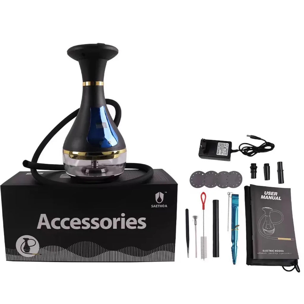 Rechargeable Smart Electronic Hookah with LED Display for Herbal Use Fast Heating Portable Electronic Shisha Kit