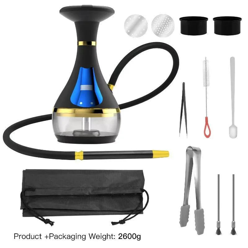 Rechargeable Smart Electronic Hookah with LED Display for Herbal Use Fast Heating Portable Electronic Shisha Kit
